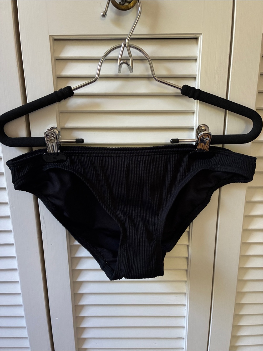 Kate Spade Black Ribbed Bikini Bottom S,